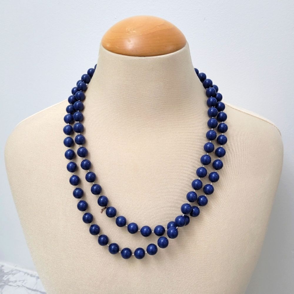 2/$20 Navy Blue Beads Necklace Length: 42"